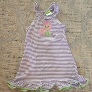 Striped Purple and Green Girls Dress